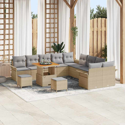 Tuin Sofa Set met kussen met opslag 13 pcs Beige en Licht Grijs
