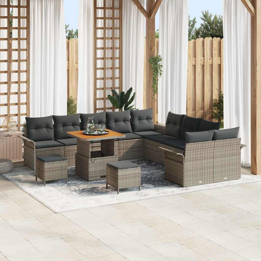 Tuin Sofa Set met kussen met opslag met kussen 13 pcs Grijs