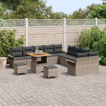 Tuin Sofa Set met kussen met opslag met kussen 13 pcs Grijs