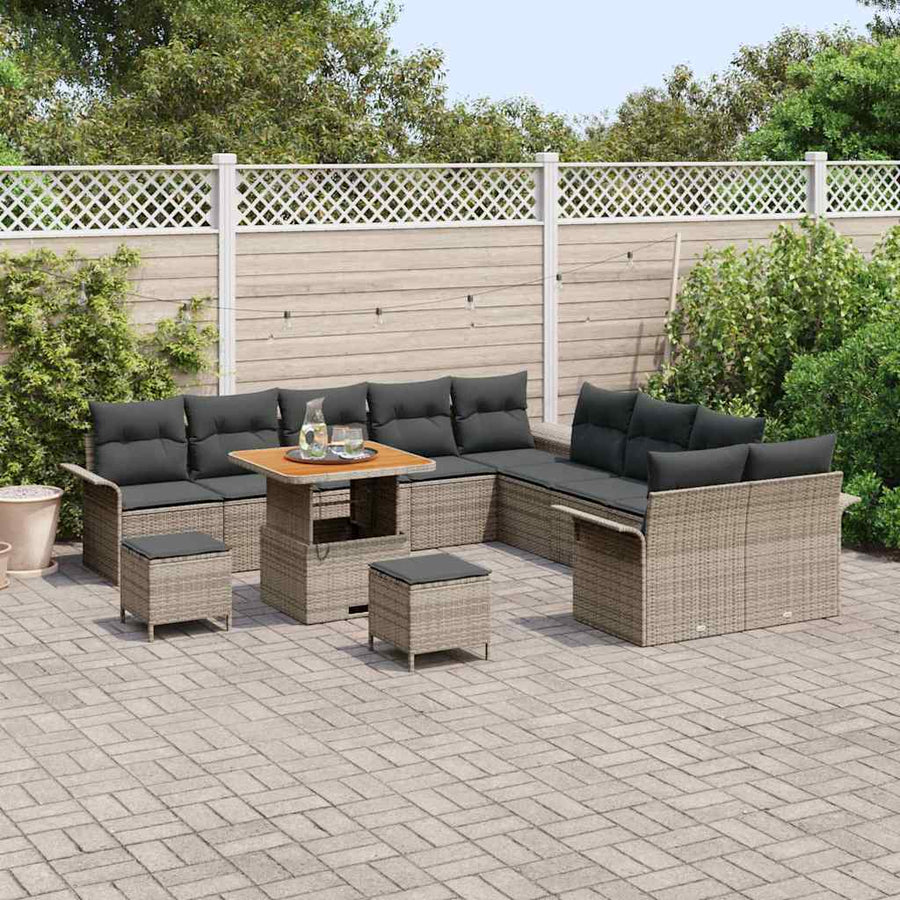 Tuin Sofa Set met kussen met opslag met kussen 13 pcs Grijs