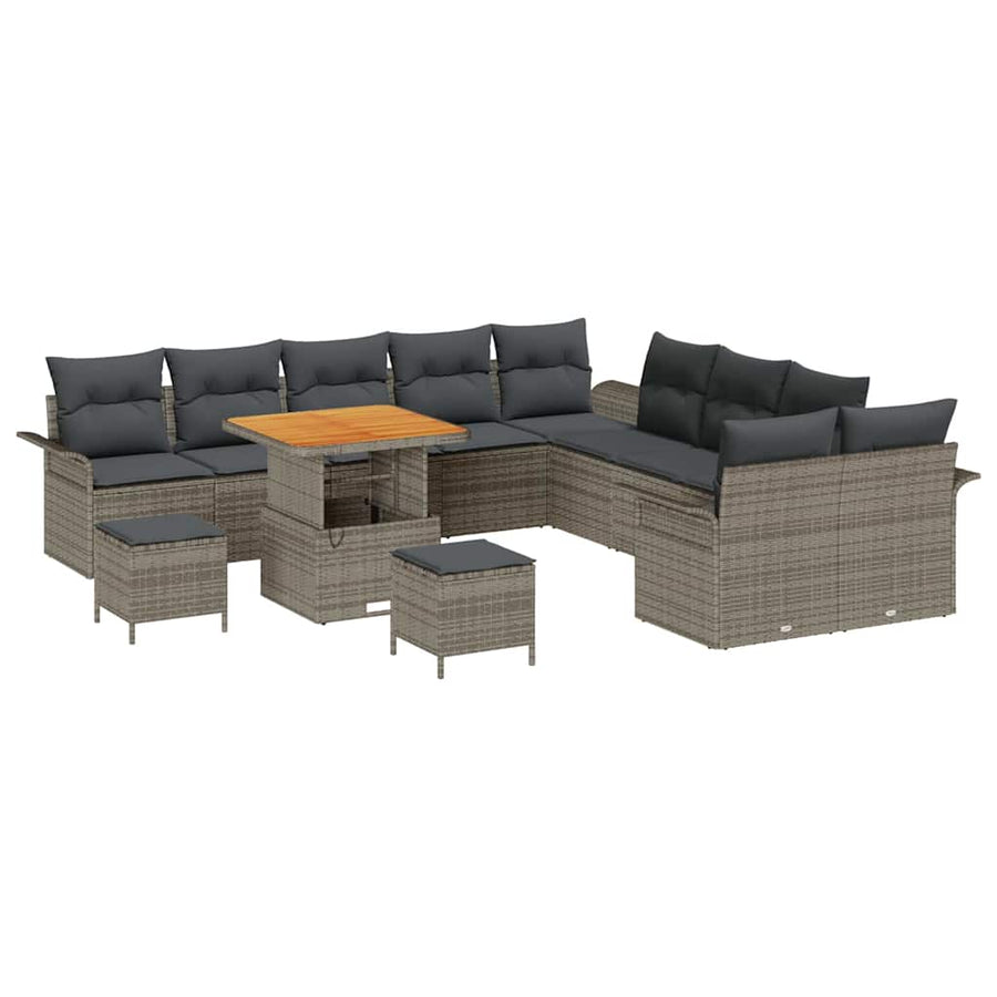 Tuin Sofa Set met kussen met opslag met kussen 13 pcs Grijs