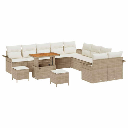Tuin Sofa Set met kussen met opslag 13 pcs Beige en Crème