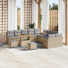 Garden Sofa Set with Cushion and Storage 13 pcs Beige and Light Grey