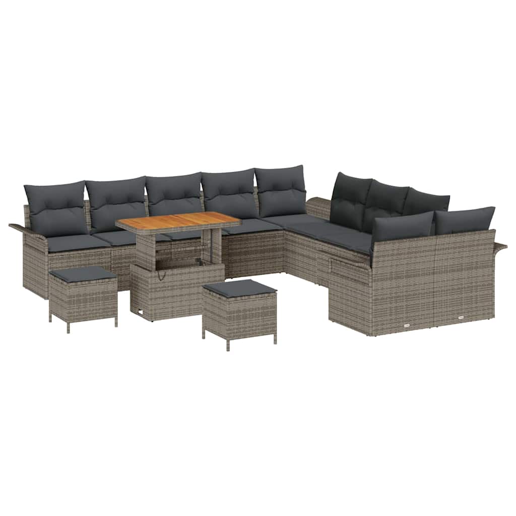 Tuin Sofa Set met kussen met opslag met kussen 13 pcs Grijs