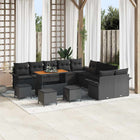Garden Sofa Set with cushions with storage with cushions 14 pcs Black