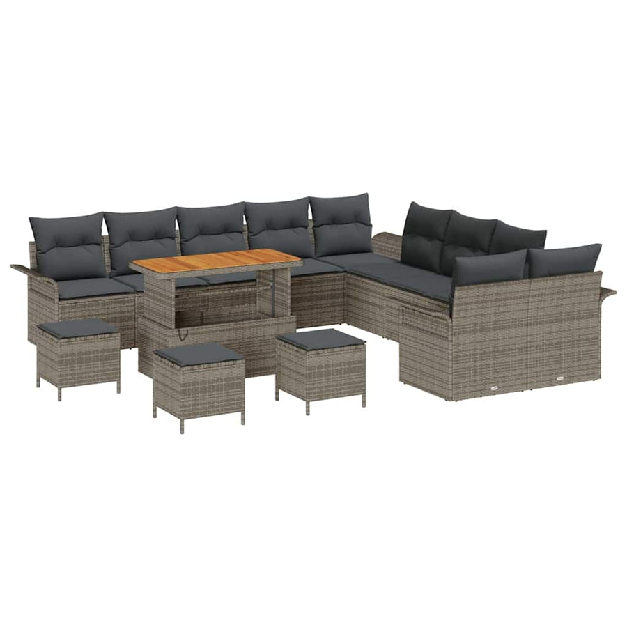 Tuin Sofa Set met kussen met opslag met kussen 14 pcs Grijs