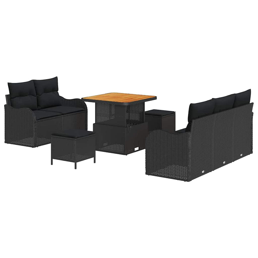 Tuin Sofa Set met kussen met opslag met kussen 8 pcs Zwart