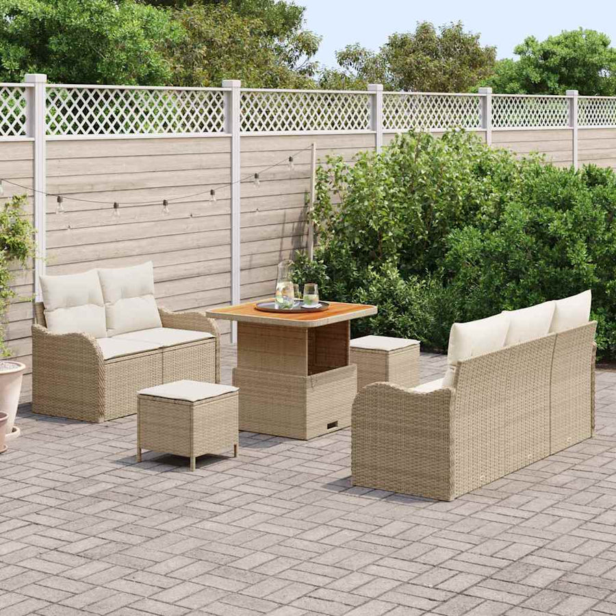 Tuin Sofa Set met kussen met opslag 8 pcs Beige en Crème