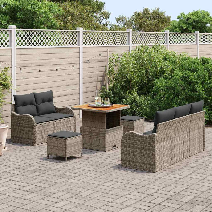 Tuin Sofa Set met kussen met opslag met kussen 8 pcs Grijs