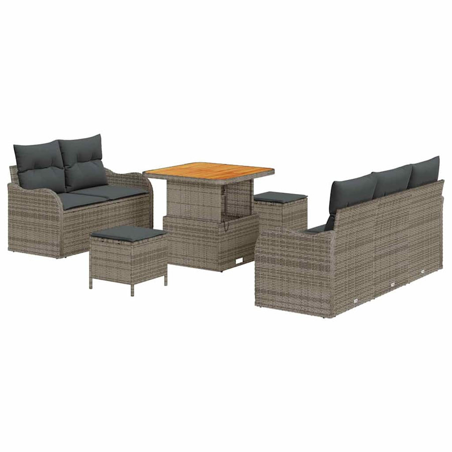 Tuin Sofa Set met kussen met opslag met kussen 8 pcs Grijs