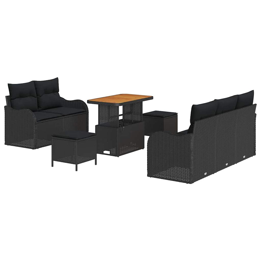 Tuin Sofa Set met kussen met opslag met kussen 8 pcs Zwart