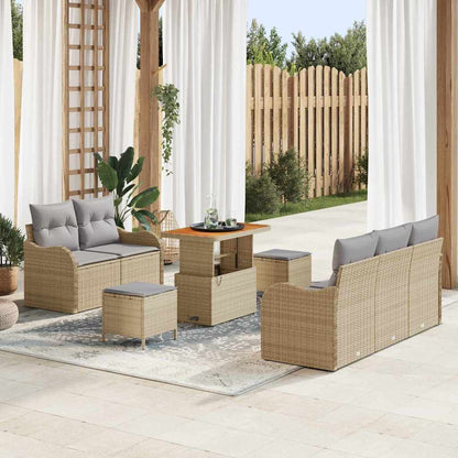 Tuin Sofa Set met kussen met opslag 8 pcs Beige en Licht Grijs