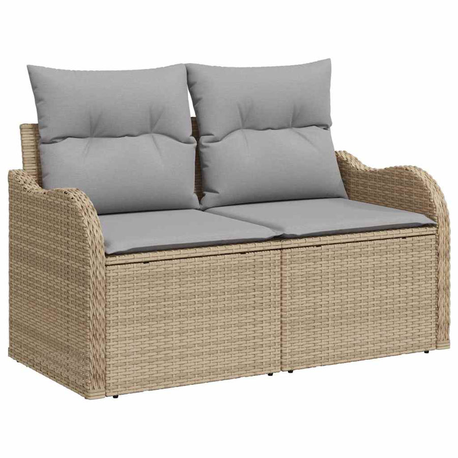 Tuin Sofa Set met kussen met opslag 8 pcs Beige en Licht Grijs
