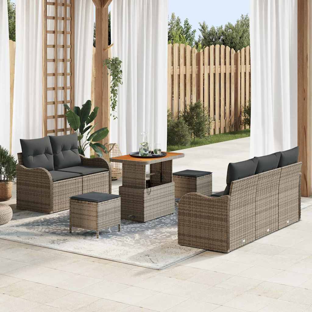 Tuin Sofa Set met kussen met opslag met kussen 8 pcs Grijs