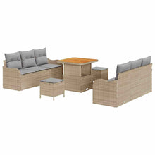 Tuin Sofa Set met kussen met opslag 9 pcs Beige en Licht Grijs