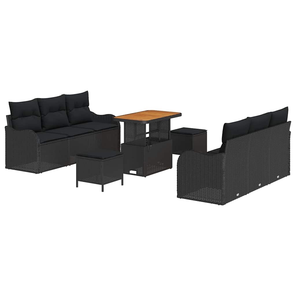Tuin Sofa Set met kussen met opslag met kussen 9 pcs Zwart