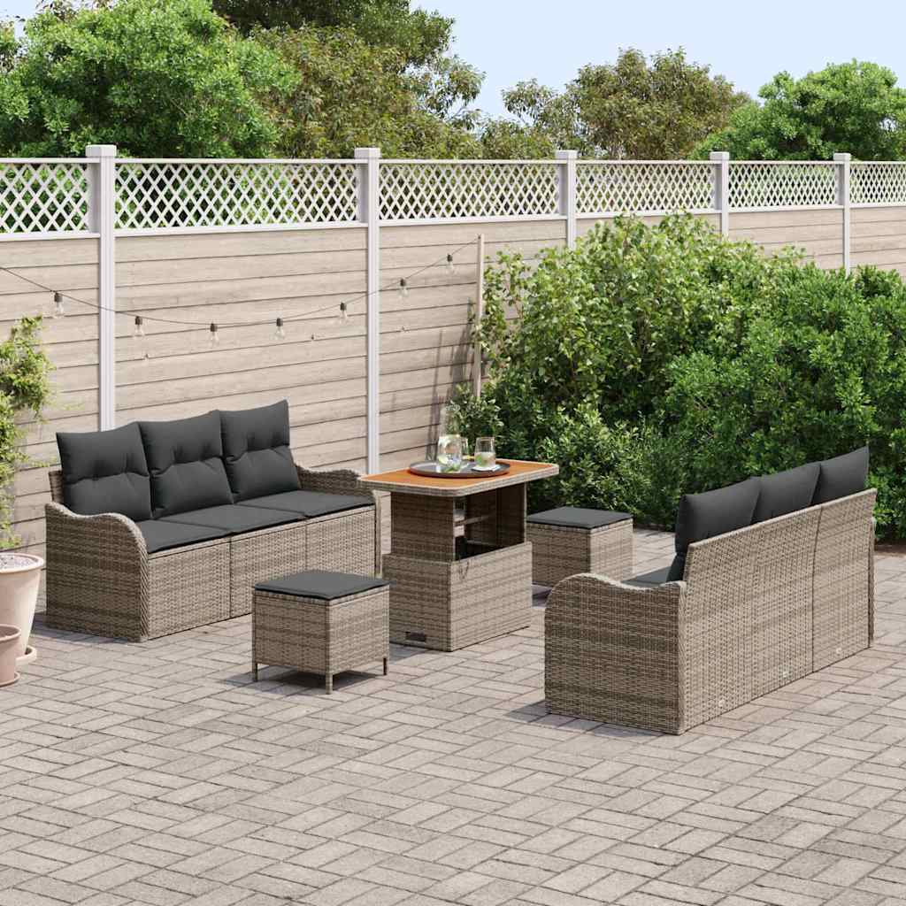 Tuin Sofa Set met kussen met opslag met kussen 9 pcs Grijs