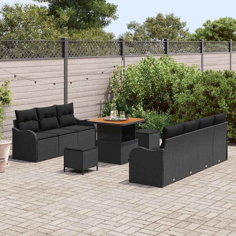 Tuin Sofa Set met kussen met opslag met kussen 10 pcs Zwart