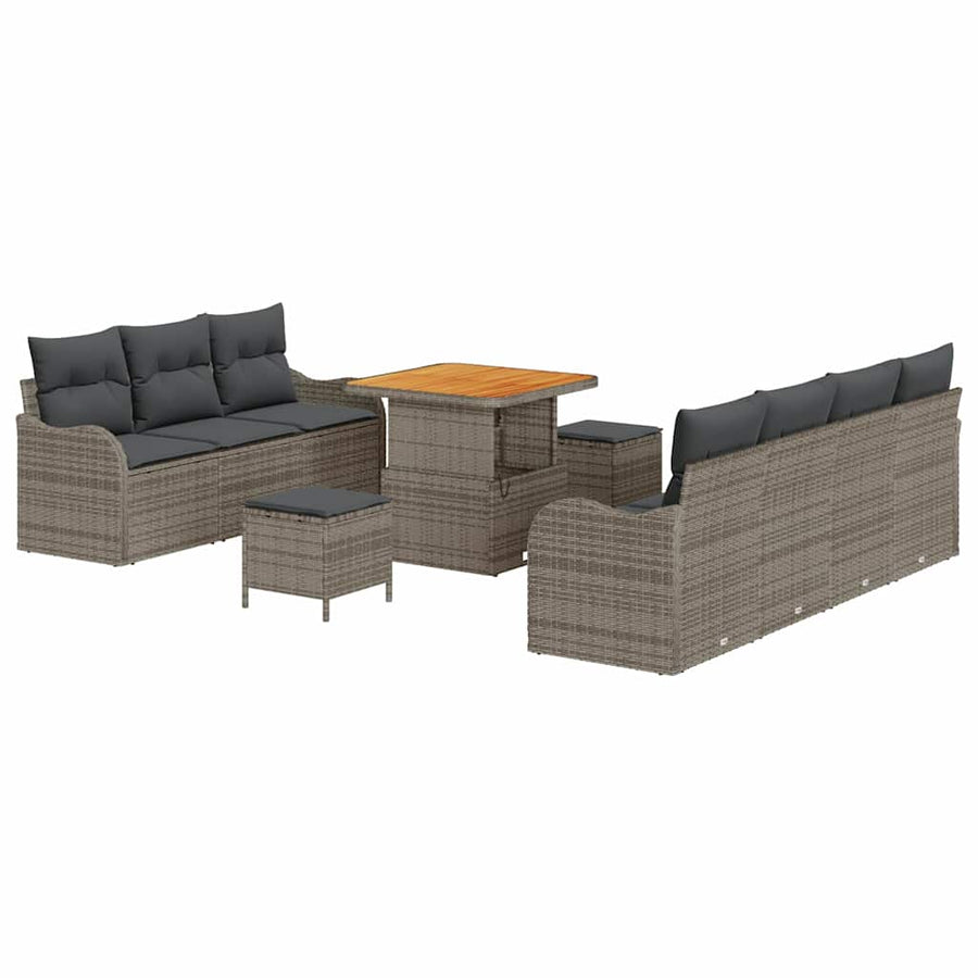 Tuin Sofa Set met kussen met opslag met kussen 10 pcs Grijs