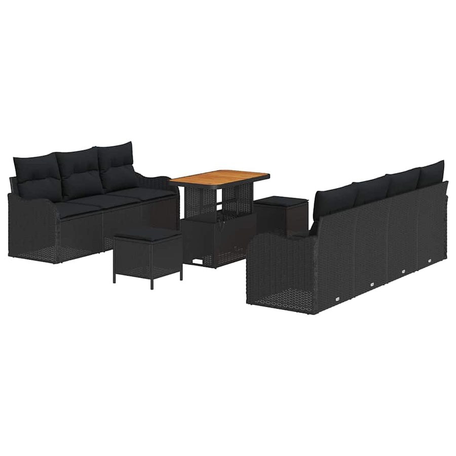 Tuin Sofa Set met kussen met opslag met kussen 10 pcs Zwart