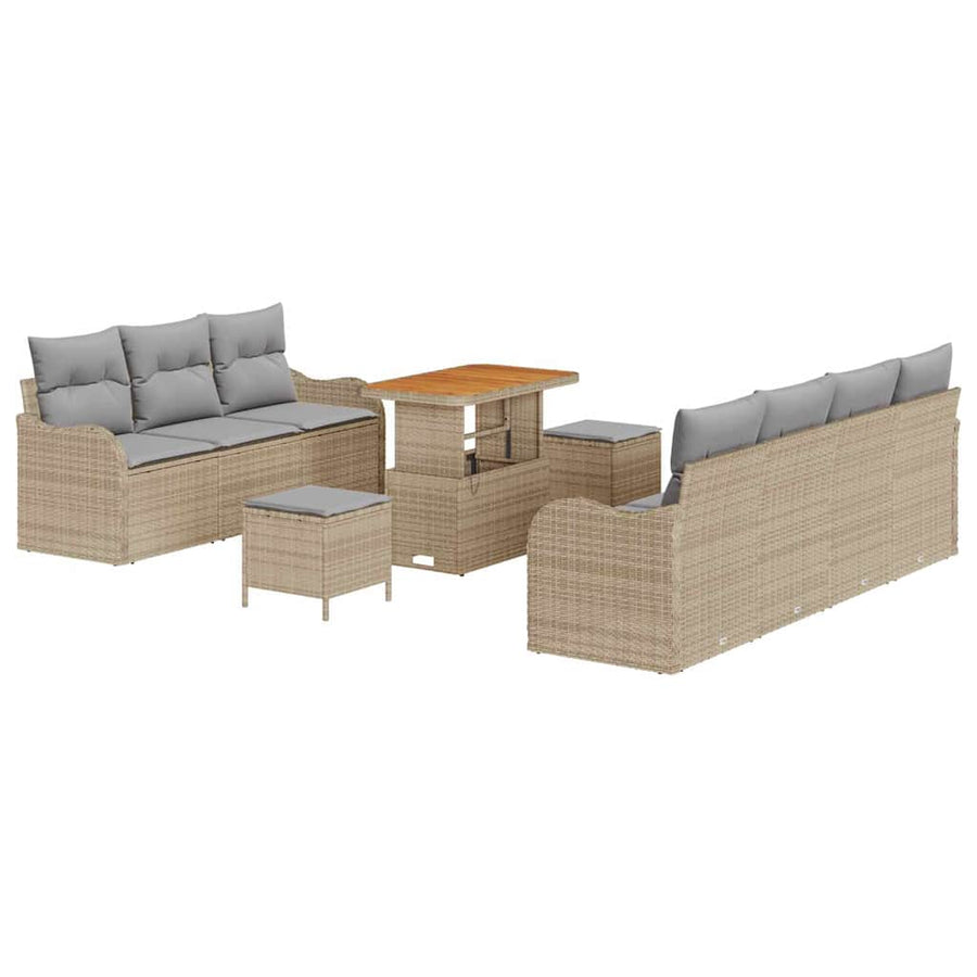 Tuin Sofa Set met kussen met opslag 10 pcs Beige en Licht Grijs