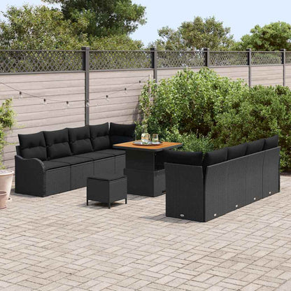 Tuin Sofa Set met kussen met opslag met kussen 11 pcs Zwart