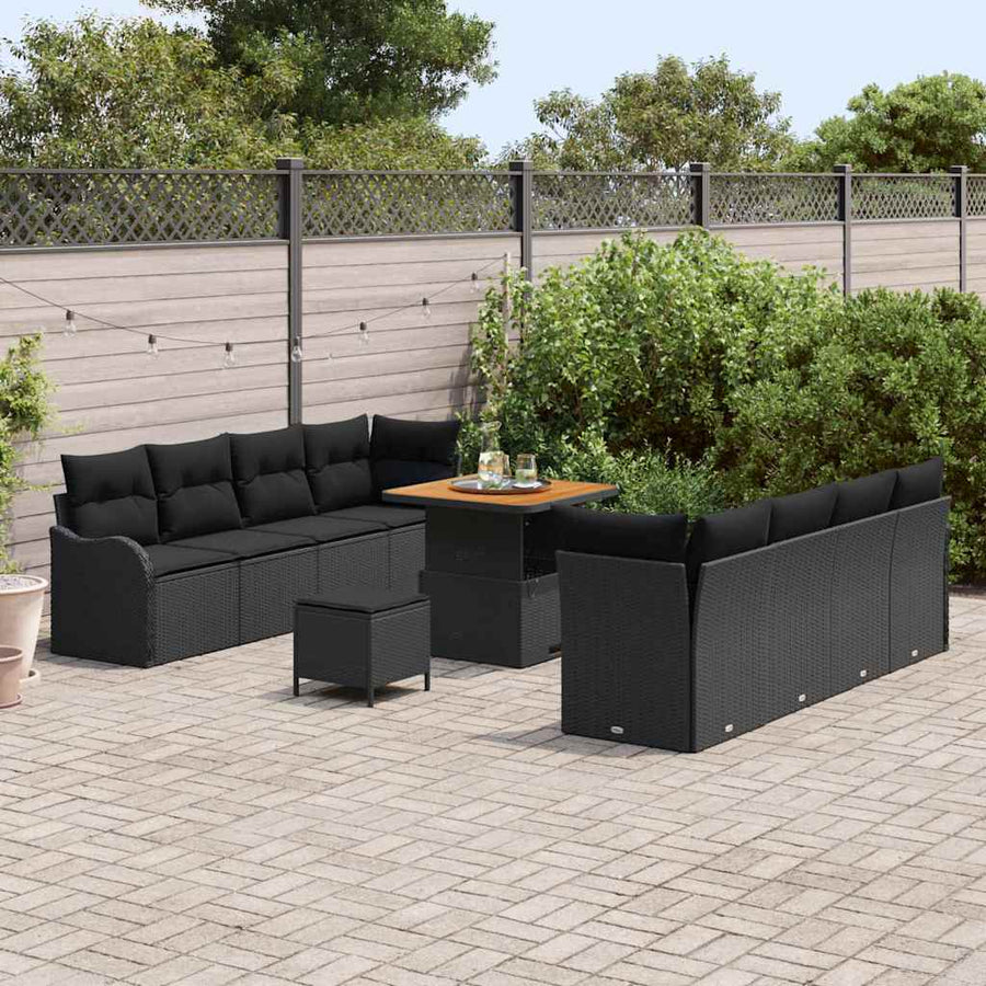 Tuin Sofa Set met kussen met opslag met kussen 11 pcs Zwart