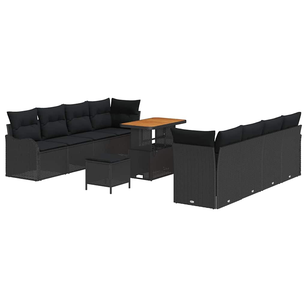 Tuin Sofa Set met kussen met opslag met kussen 11 pcs Zwart