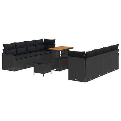 Tuin Sofa Set met kussen met opslag met kussen 11 pcs Zwart