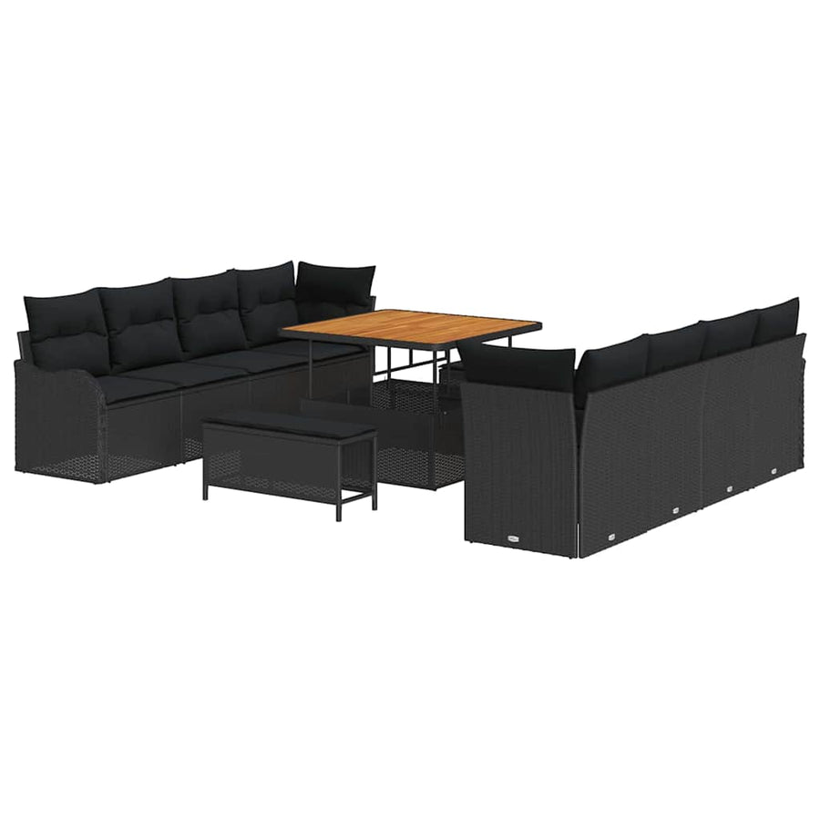 Tuin Sofa Set met kussen met opslag met kussen 11 pcs Zwart