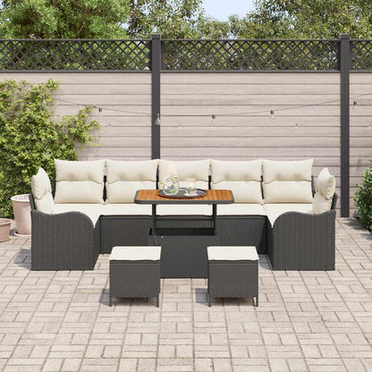 Tuin Sofa Set met kussen met opslag 10 pcs Zwart en Crème