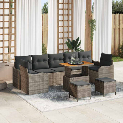 Tuin Sofa Set met kussen met opslag met kussen 10 pcs Grijs