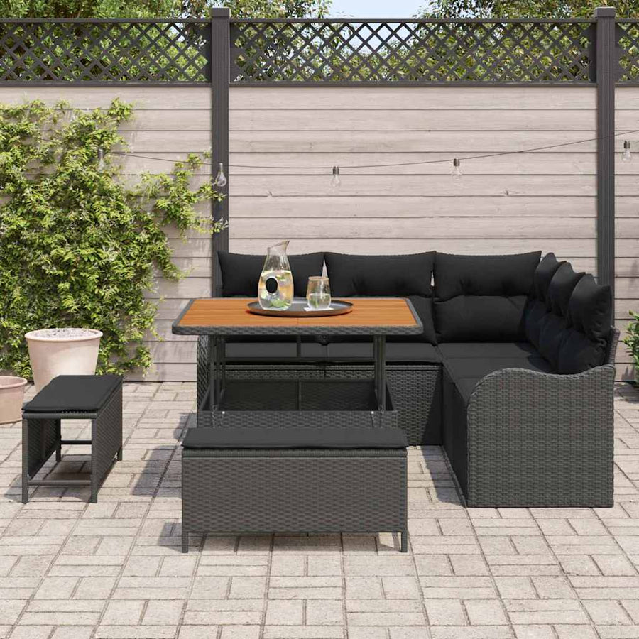 Tuin Sofa Set met kussen met opslag met kussen 8 pcs Zwart