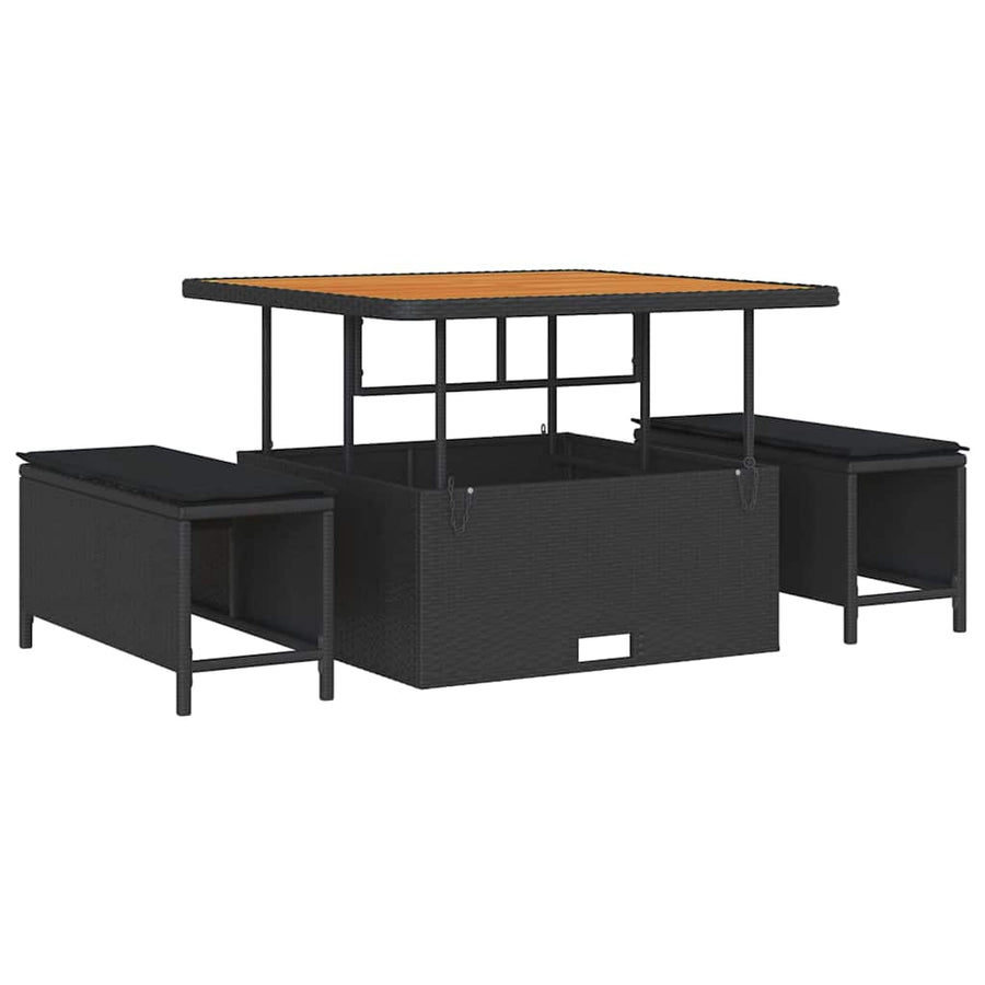 Tuin Sofa Set met kussen met opslag met kussen 8 pcs Zwart