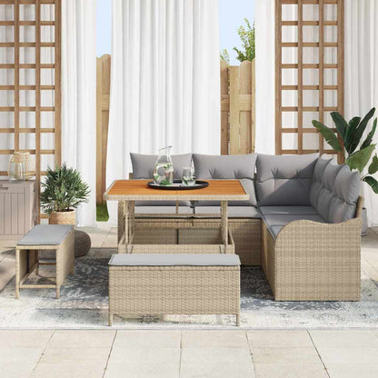 Tuin Sofa Set Met Kussen Met Opslag 8 Pcs En Licht Grijs 100 cm tafellengte Beige Lichtgrijs