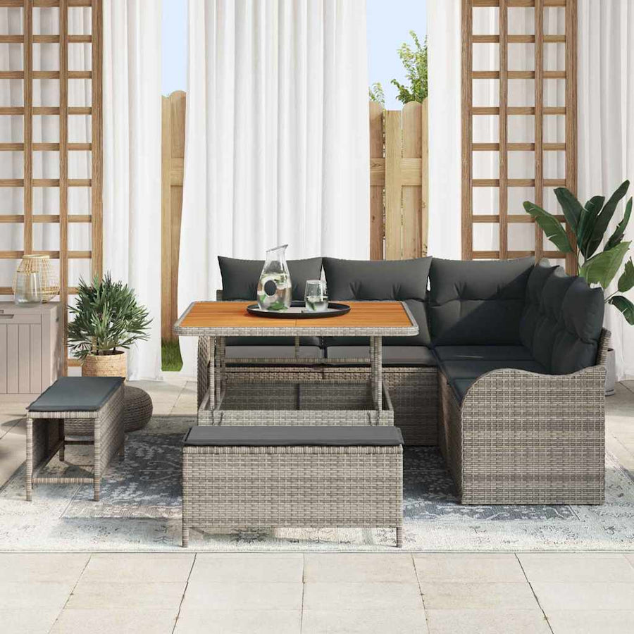 Tuin Sofa Set met kussen met opslag met kussen 8 pcs Grijs