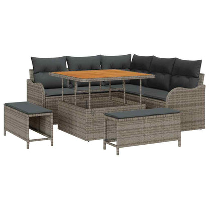 Tuin Sofa Set met kussen met opslag met kussen 8 pcs Grijs