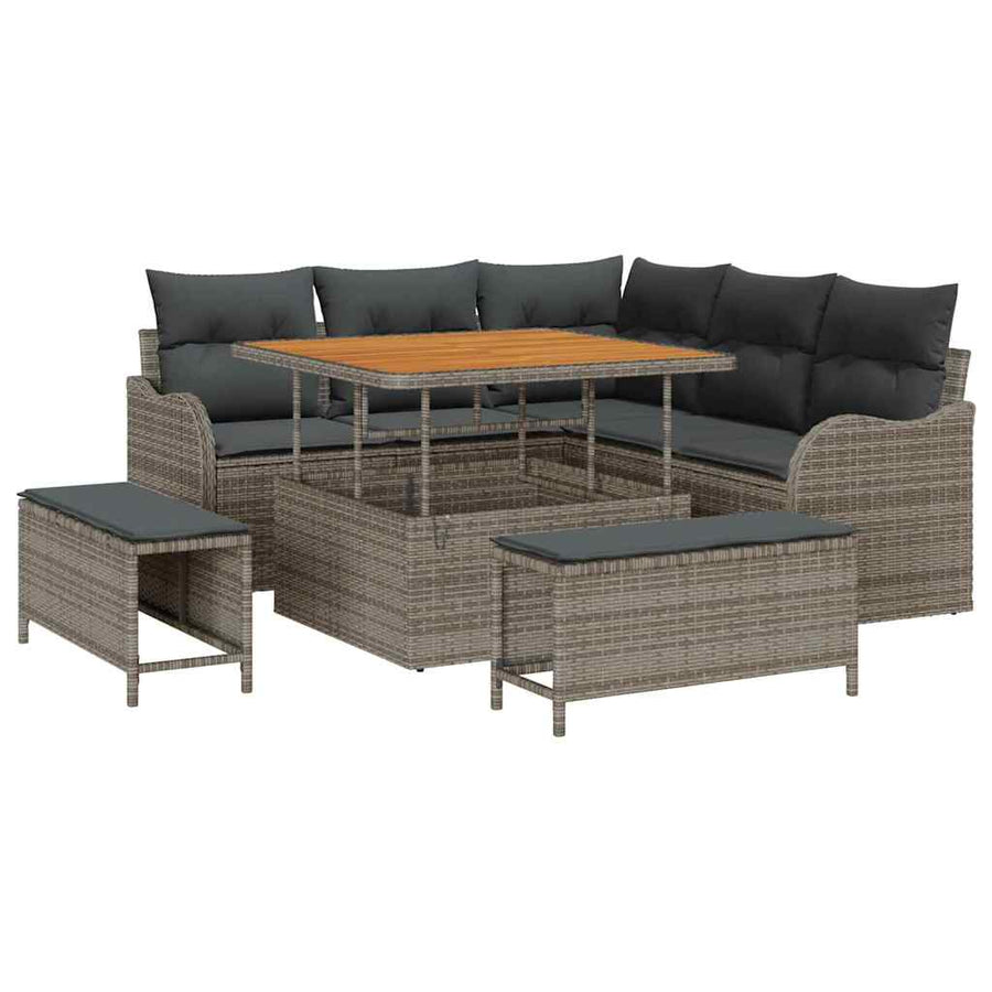 Tuin Sofa Set met kussen met opslag met kussen 8 pcs Grijs
