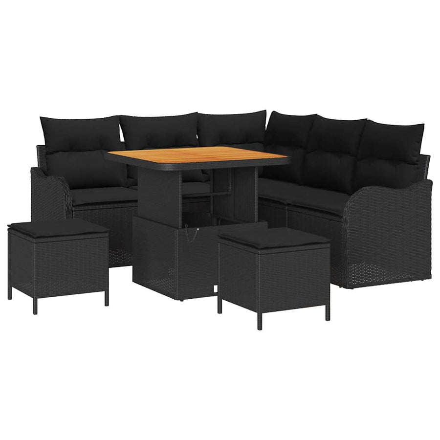Tuin Sofa Set met kussen met opslag met kussen 8 pcs Zwart
