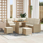 Garden Sofa Set with Cushion and Storage 8 pcs Beige and Cream