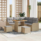 Tuinset 8-delig beige lichtgrijs met opbergkussens