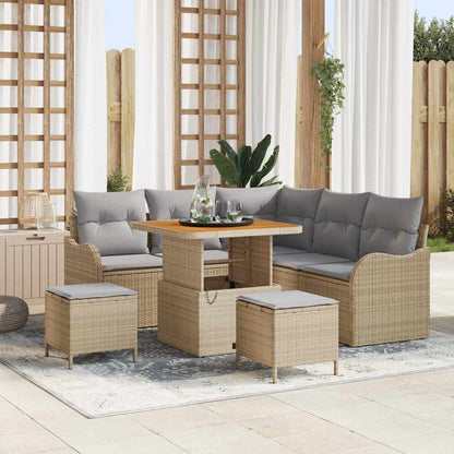 Tuin Sofa Set Met Kussen Met Opslag 8 Pcs En Licht Grijs 80 cm tafellengte Beige Lichtgrijs