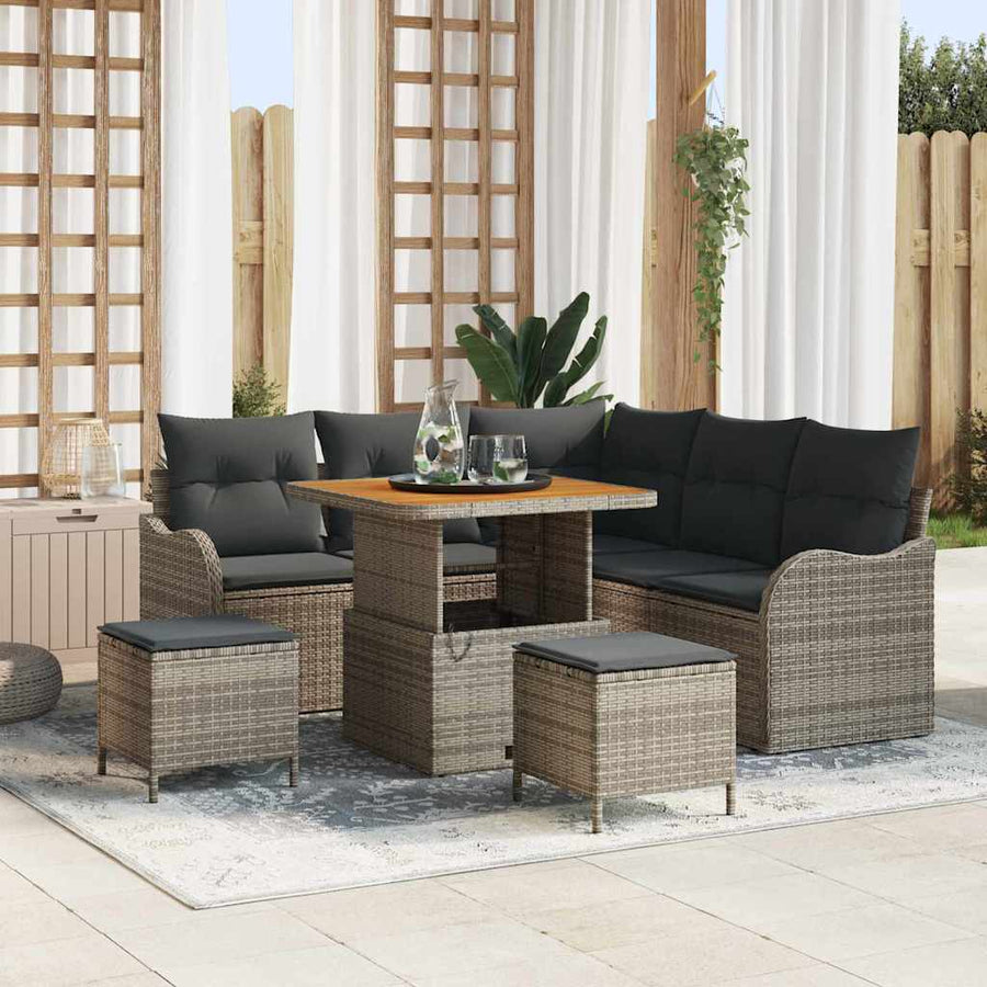 Tuin Sofa Set met kussen met opslag met kussen 8 pcs Grijs