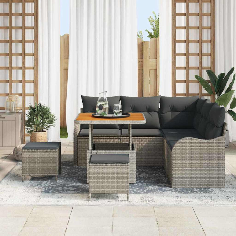 Tuin Sofa Set met kussen met opslag met kussen 8 pcs Grijs