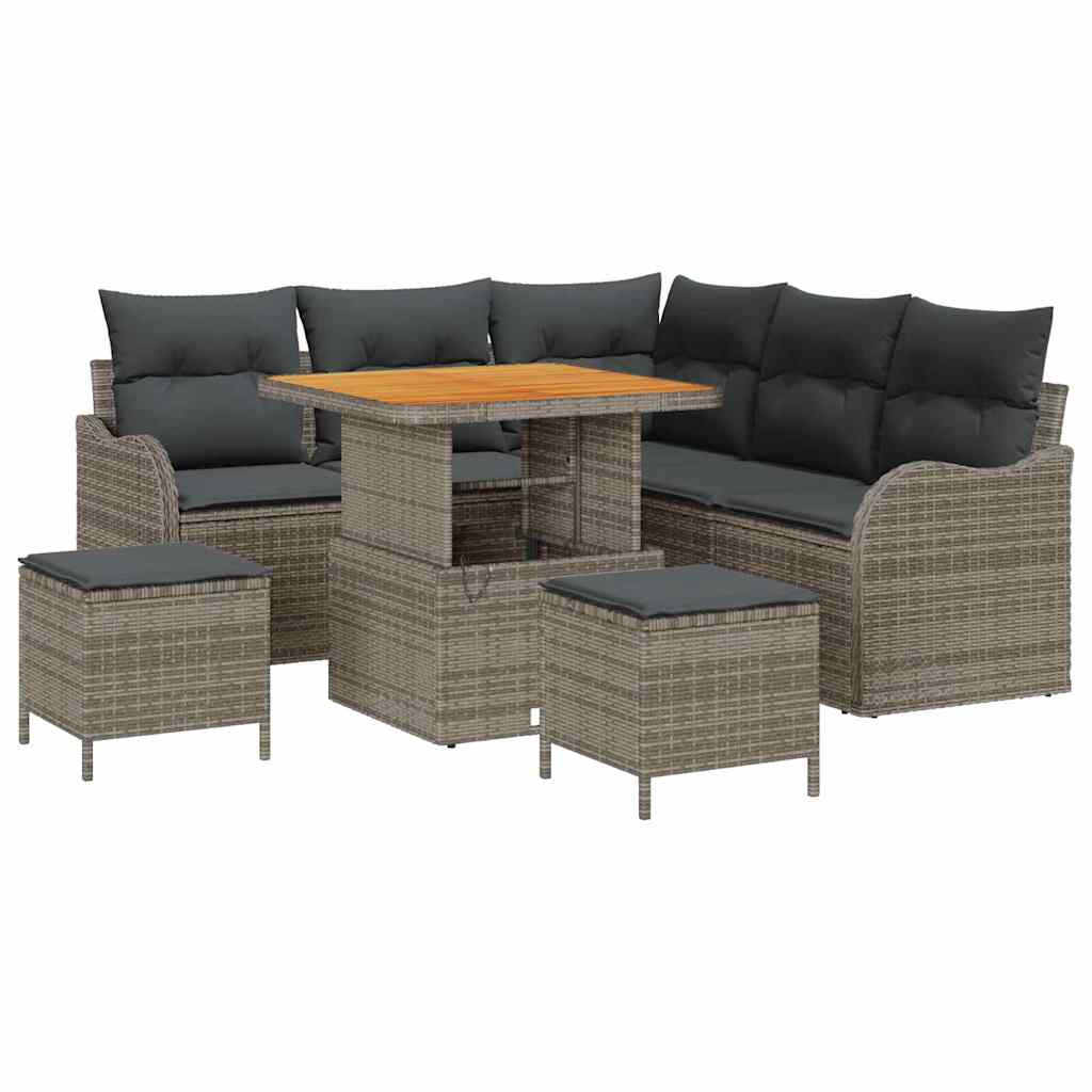 Tuin Sofa Set met kussen met opslag met kussen 8 pcs Grijs