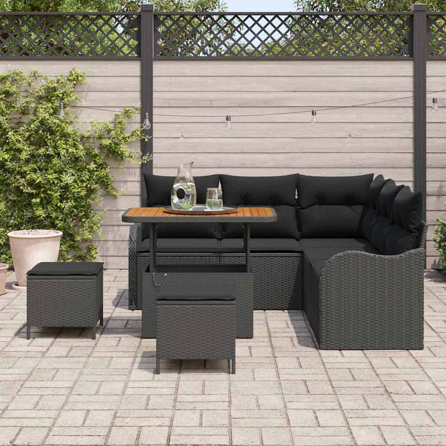 Tuin Sofa Set met kussen met opslag met kussen 8 pcs Zwart