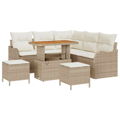 Tuin Sofa Set met kussen met opslag 8 pcs Beige en Crème