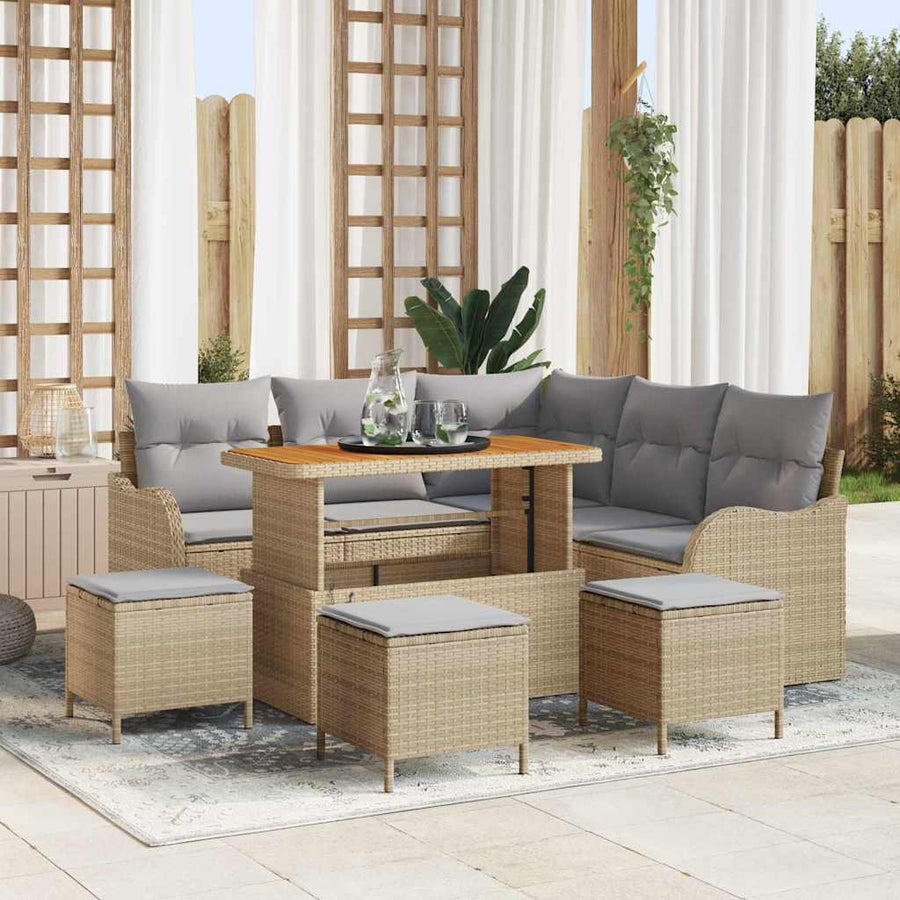 Tuin Sofa Set Met Kussen Met Opslag 9 Pcs En Licht Grijs 110 cm tafellengte Beige Lichtgrijs