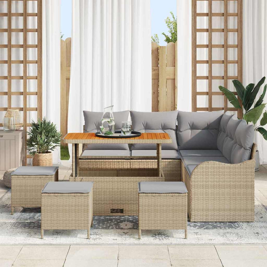 Tuin Sofa Set Met Kussen Met Opslag 9 Pcs En Licht Grijs 110 cm tafellengte Beige Lichtgrijs