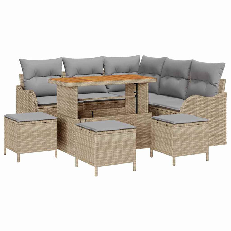 Tuin Sofa Set Met Kussen Met Opslag 9 Pcs En Licht Grijs 110 cm tafellengte Beige Lichtgrijs
